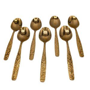 Americana Golden Heritage Flatware Golden Scroll 7 Teaspoons 6" Vintage